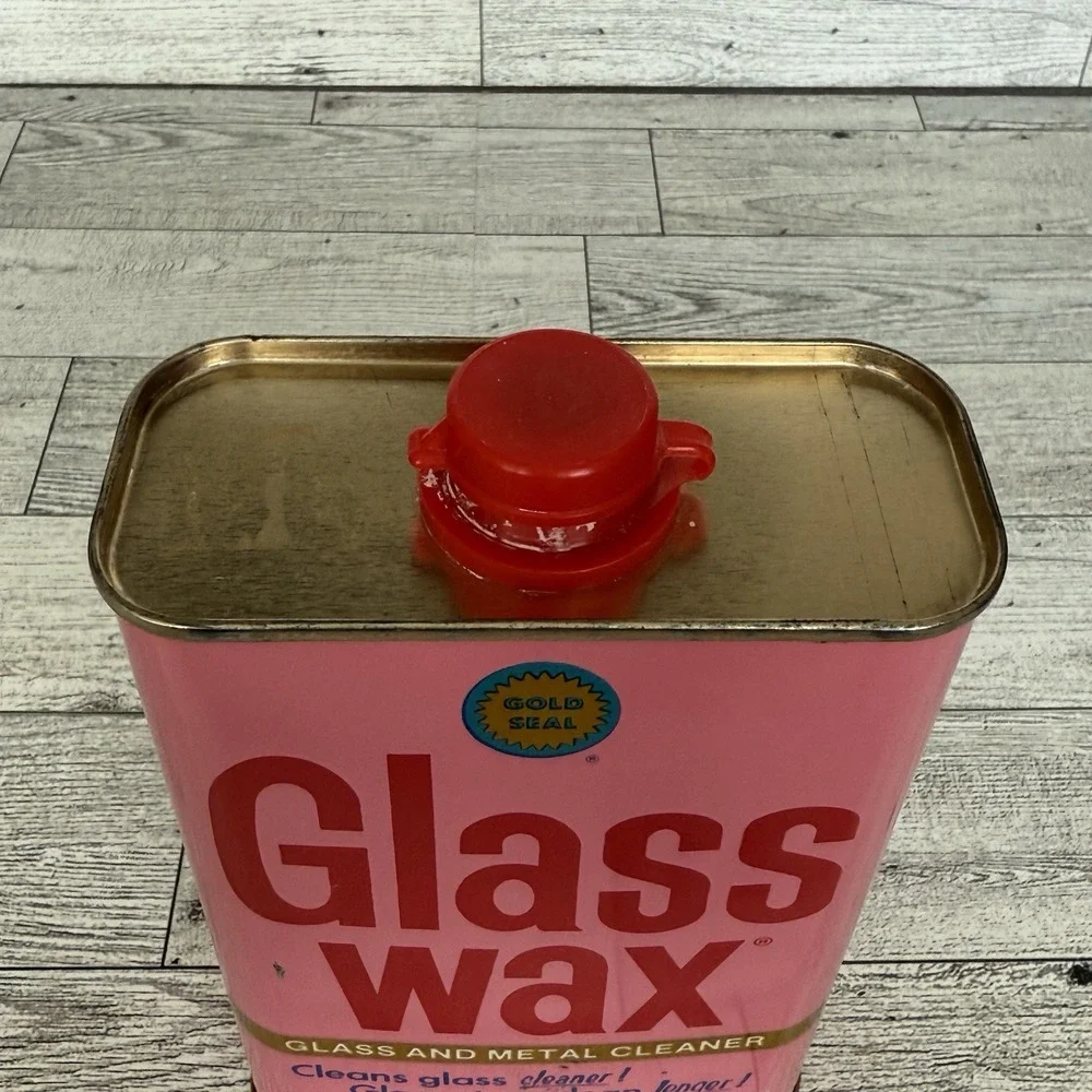 Vintage Gold Seal Glass Wax Metal Chrome Cleaner Polisher 16 oz Can Tin 80% Full